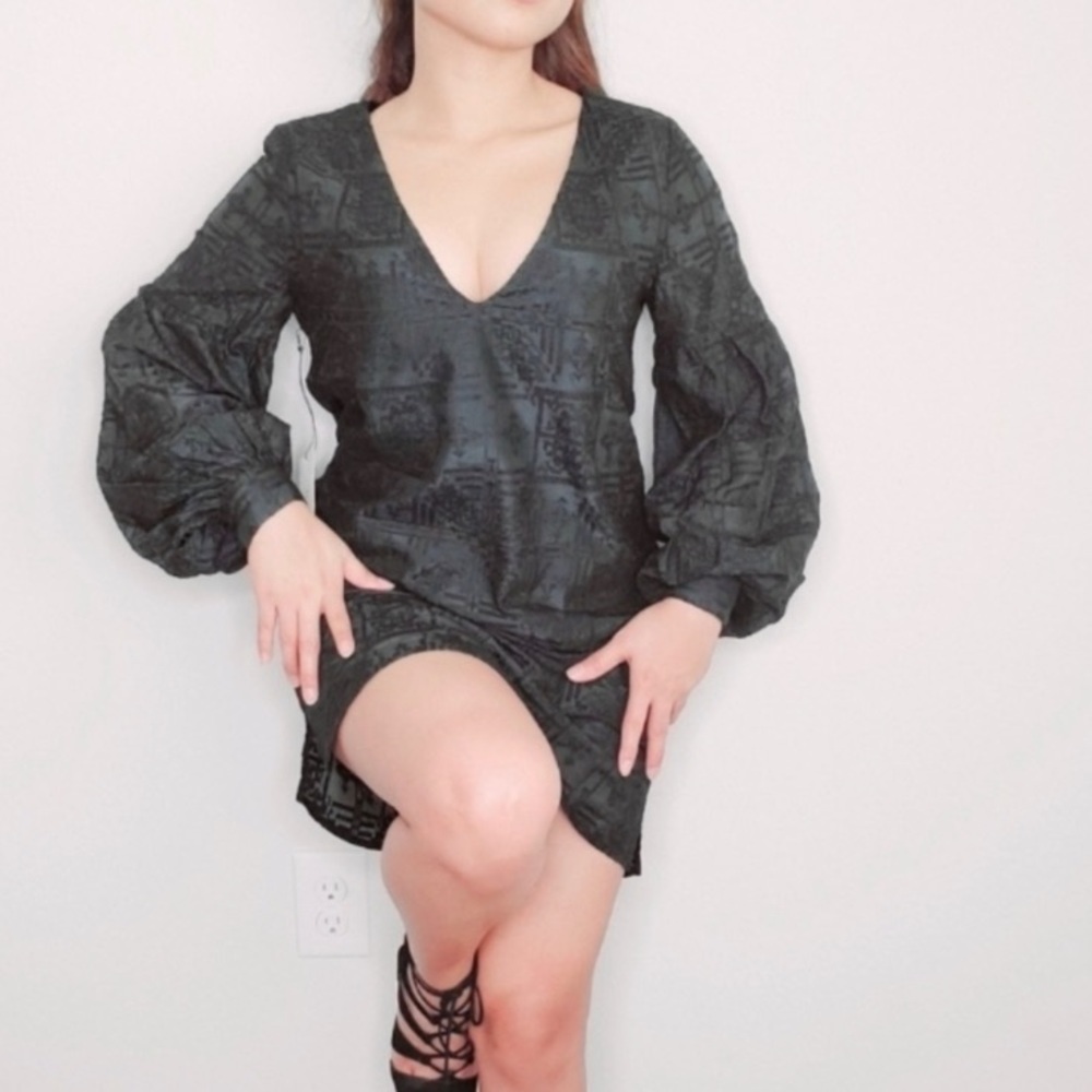 CAPULET Ballon Sleeve‎ V Neck Tunic Mini Dress, NWT